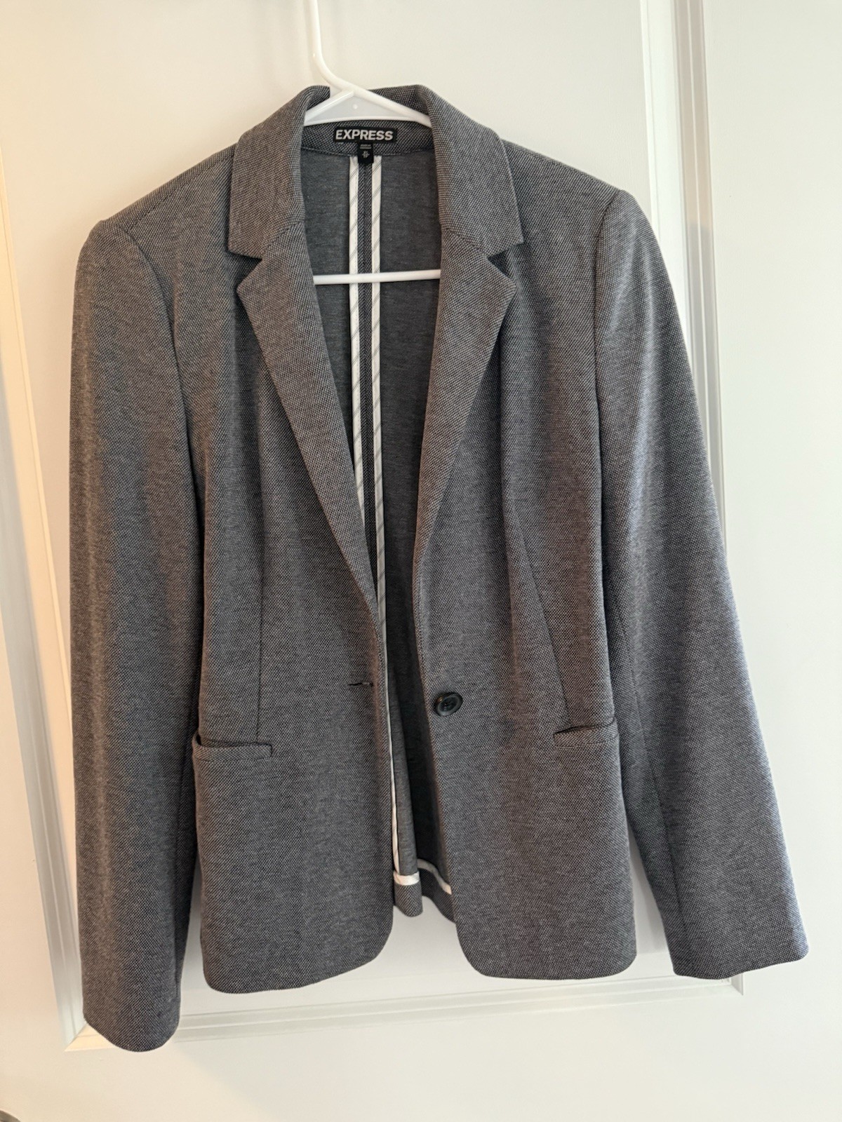 Express Notch Lapel Tailored Blazer Gray Single-Breasted Lined Size S