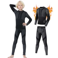 2pc Kid's Thermal Underwear Set Winter Warm Base Layer Long Johns Coldproof Soft