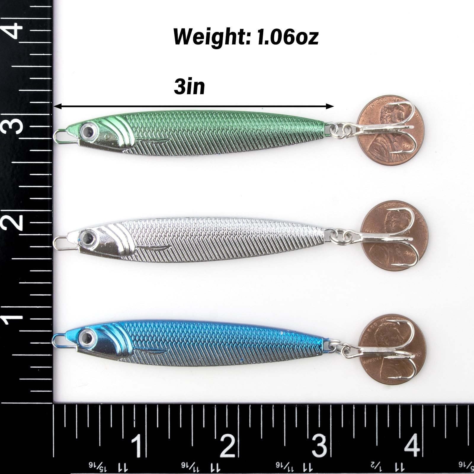Dr.Fish 1oz Fishing Jigs Saltwater Lure Casting Metal Spoon Diamond Design Blue