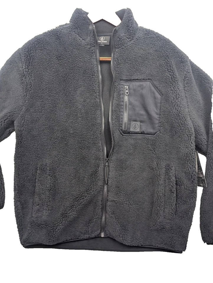 Volcom Sherpa Deep Pile Fleece jacket men L black earth tripper poly NEW - Image 2 of 4