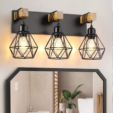 3 Light Bathroom Vanity Light Farmhouse Black Fixture Over Mirror