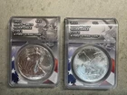 2021 American Silver Eagle Ty 1 and 2 ANACS MS70 First Strike Two Coin Set