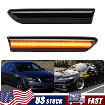 1Pair Smoked Amber LED Front Side Marker Indicator Lights For 2004-2008 Acura TL