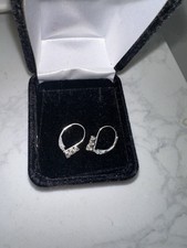 14k Kids Diamond Earrings In White Gold