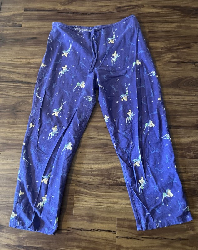 Women’s L Purple Tinker Bell Flannel Pajama Pants / Bottoms Large ￼