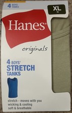 Hanes Originals Boys 4 Pack Stretch Tank Top Shirts Multicolor Size XL 18 New
