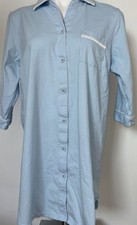 Soft Blue Button Front Sleep Shirt Women s Size M 100 Cotton Pocket Nightgown