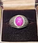 Vintage Sterling Silver, Pink Star Sapphire Ring, Size 11