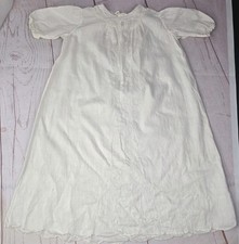 Antique Cotton Christening Baby Dress Button Up Pintuck Cutwork Embroidered