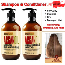 Moroccan Argan Oil Shampoo and Conditioner Set - Sulfate Free Care with Keratin.