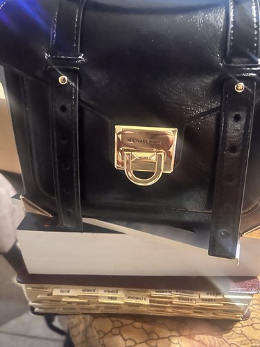 Michael Kors Umhängetasche Manhattan Med Sid schwarz metallic Leder INKLUSIVE Riemen