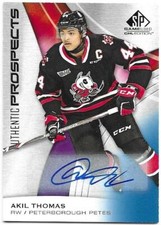 2019-20 UD Upper Deck CHL Sp Game Used AKIL THOMAS #70 Blue Autograph