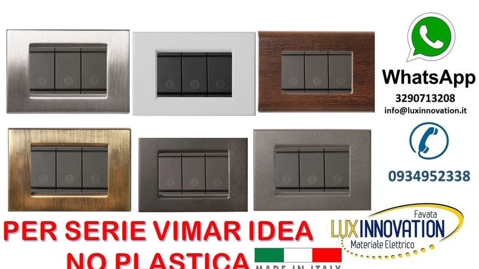 PLACCA PLACCHE VIMAR IDEA VARI COLORI COMPATIBILI 3 4 6 POSTI LEGNO METALLO