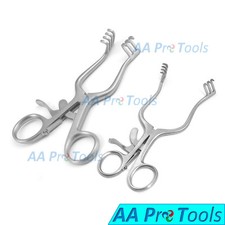 2 Weitlaner Retractor 4.5" Sharp 3x4  Blunt 3x4 Prongs Surgical Stainless Steel
