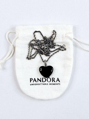 Pandora Mi Amor Negro Ónix Corazón Colgante Collar Esterlina 925 ALE 31" 80 cm - Imagen 16 de 16