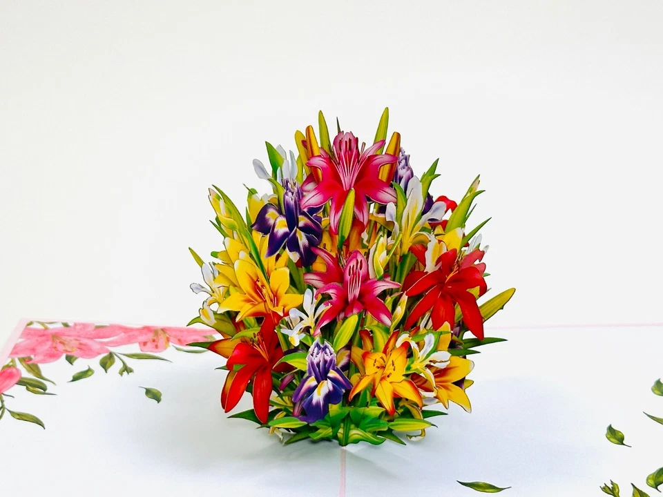 Lily Flower Pop Up Card. 3D Mothers Day/Valentines Day/Birthday/Thank You Card - Image 3 of 4