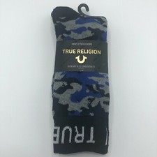 True Religion Crew Socks-2 Pack-Blue Navy Camo Men's 10-13/Shoe 6-12-NWT
