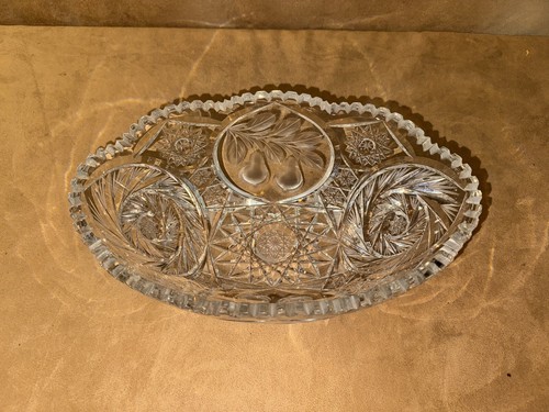"Cuenco de cristal cortado a mano American Brilliant 12"" Hawkes/Tuthill con peras-hobstars" - Imagen 3 de 11