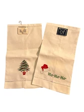 2 C & F Enterprises Winter Holiday Christmas Guest Towels Embroidered Tree HoHo