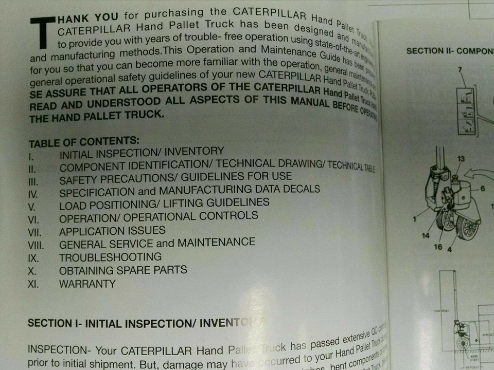 Cat Lift Truck pallet truck Operators Manual  hand / pallet / jack / book - Image 2 of 2