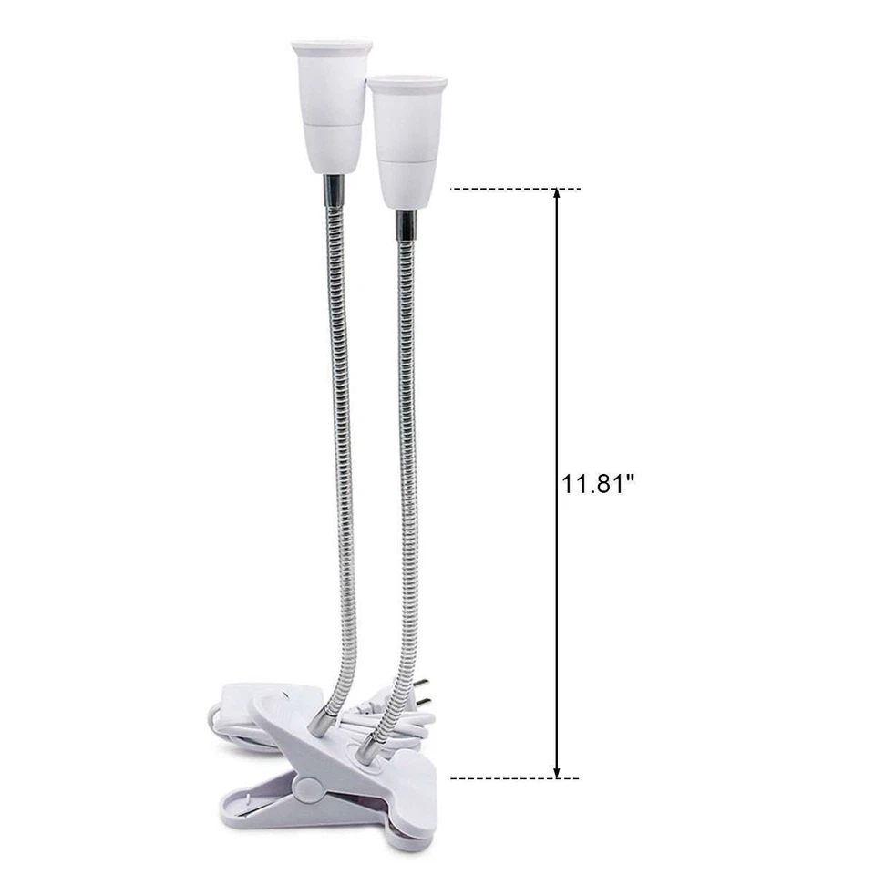 Flexible Double Head E27 LED Clamp/Clip-on Desk Light Work Table Lamp Holder - Image 4 of 4