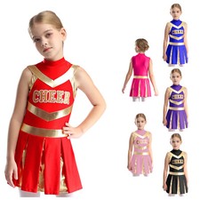 Girls Halloween Sleeveless Cheerleading School Uniform Fancy Costumes Sets