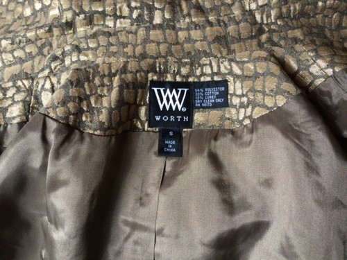 Giacca W by Worth oro/bronzo cravatta-vita stampa giraffa taglia small - Foto 6 di 6