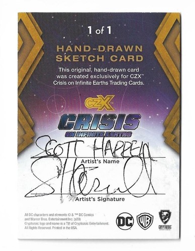 Cryptozoic CZX Crisis on Infinite Earths Green Arrow 1/1 Sketch by Scott Harrell - Picture 2 of 3