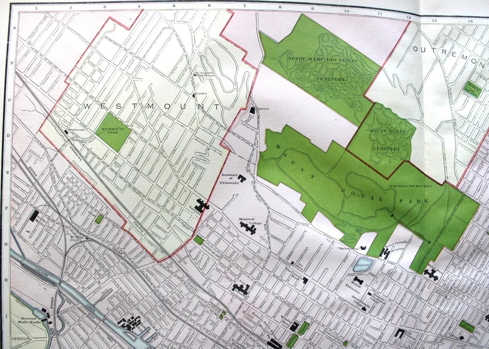 КАРТА УЛИЦ ГОРОДА RAND MCNALLY COMMERCIAL ATLAS МОНРЕАЛЬ КВЕБЕК КАНАДА 1913 - Изображение 2 из 4