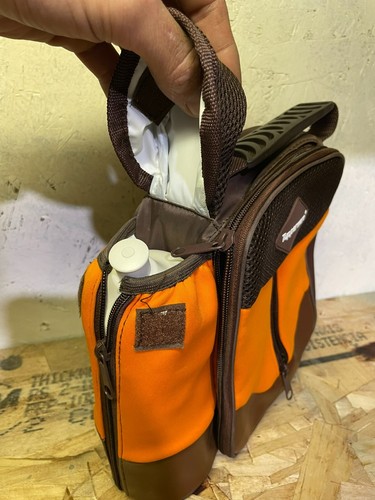 VTG Tupperware Insulated Lunch Bag Brown and Orange Zip Bottle - Picture 2 of 12