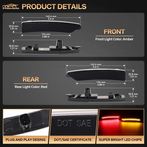 Luz de señalización lateral LED dinámica para parachoques trasero delantero 2024-2025 Ford Mustang S650 Gen7 - Imagen 2 de 6