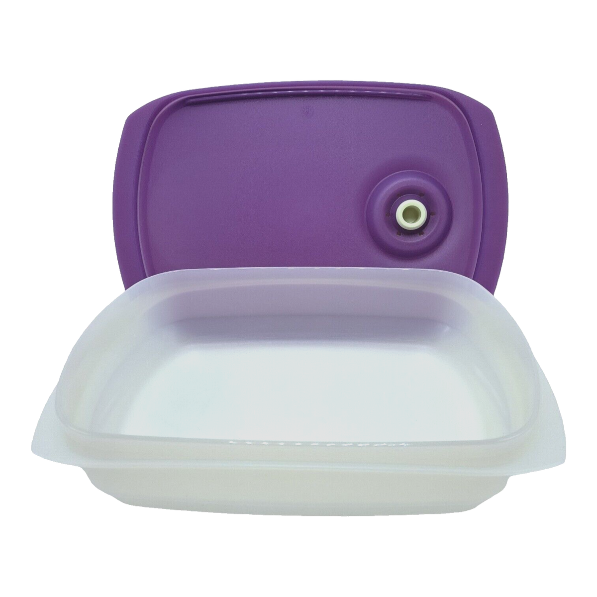 Tupperware CrystalWave Reheatable Container with Purple Vented Lid