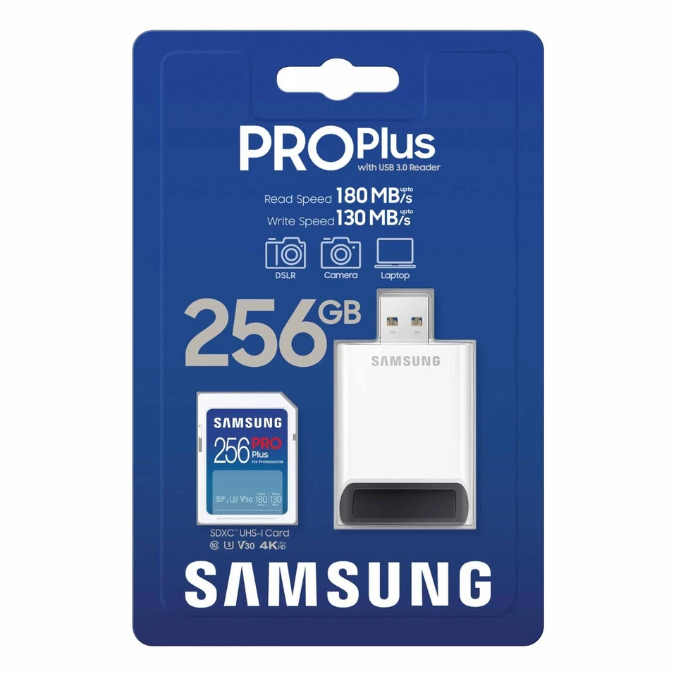 SAMSUNG PRO Plus 256GB SDXC + Reader (180MB/s, 4K UHD) - Image 3 of 4