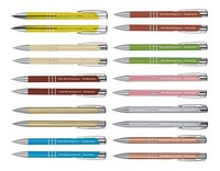 10 Kugelschreiber Aus Metall Mit Beidseitige Gravur / 10 Verschiedene Farben