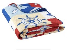 nautical bedroom quilt Full/Queen, 86 Bed Cover Blue Red Marine