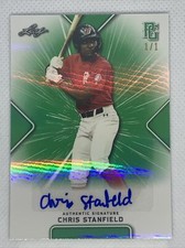 2021 LEAF PERFECT GAME AUTO CHRIS STANFIELD  GREEN REFRACTOR 1/1