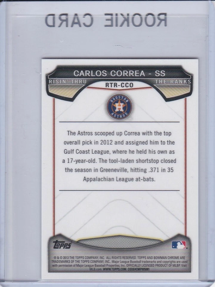 CARLOS CORREA ROOKIE CARD 2013 Bowman CHROME MINI REFRACTOR Houston Astros RC! - Image 2 of 2
