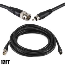 12FT BNC Male To RCA Male RG59U Cable M/M Video 75ohm Coax Phono CCTV DVR Camera