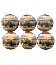 Cabinet and Drawer Knobs, Set of 6 Buffalo Wood Cabinet Knobs