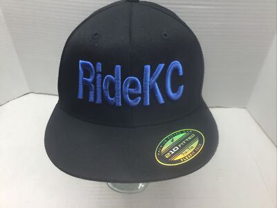 NEW Lids Ride KC 210 Fitted Hat Black w/ Blue Embroidery Size
