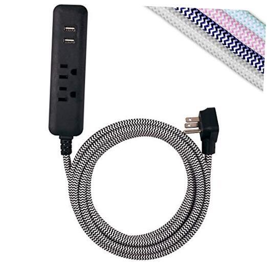 Surge Protector Power Strip, 2 Outlet Surge Protector, 10 Ft Braided Black-image