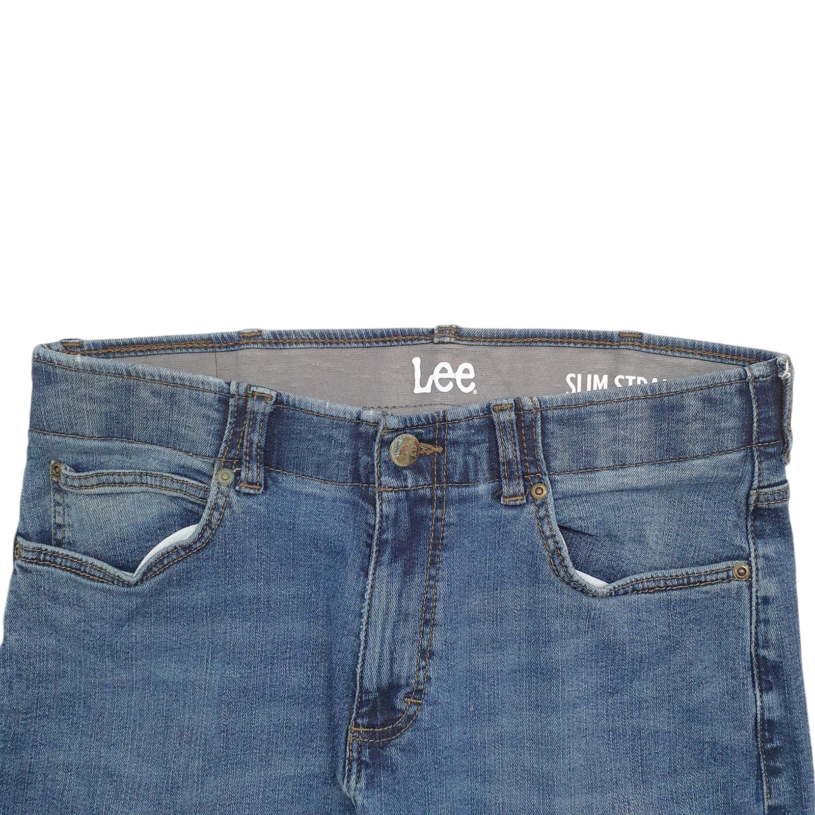 LEE Slim Jeans Straight Fit Blue Denim Trousers Mens W34 L29 image 2