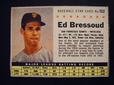 ED BRESSOUD 1961 POST CEREAL baseball card 152 GIANTS UCLA RED SOX METS CARDINAL