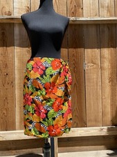 vintage floral green red wrap skirt size 8