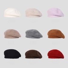 Berretto Beanie Donna In Maglia In Lana Mista Tinta Unita Nero Marrone