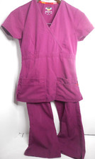 Dickies Woman's Top Drawstring Pants XS/XCH Medical Uniforms 2 Pc Purple Pockets