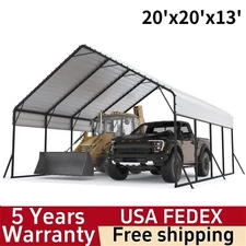 20'x20'x13' Metal Carport for Boats Pickup Trucks and Tractors Steel Frame 800LB