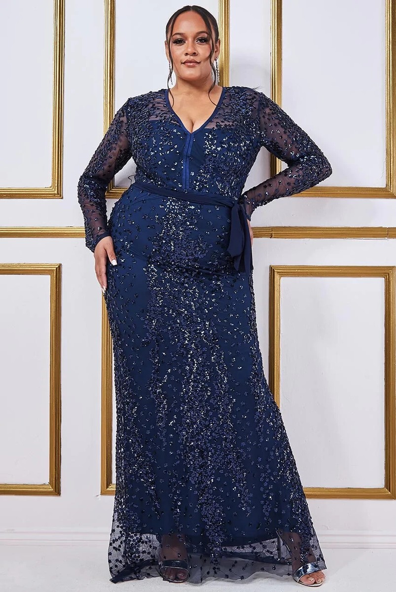 next sale evening dresses One Shoulder Evening Maxi Dress - Navy