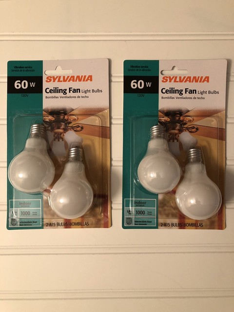 Sylvania 2pk A15 60w Ceiling Fan Light Bulbs Lot Of 2 4 Light