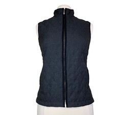 J. McLaughlin Vest Quilted Tweed Woman’s Sz  XS  Full Zip Gray Black Minimalist
